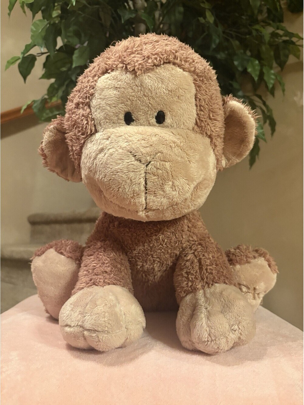 FAO Schwarz Plush Monkey Stuffed Animal Brown Sitting Toy Baby Safari 18" VTG